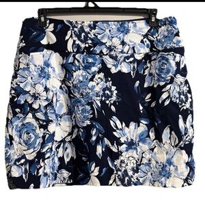 SC & Co Blue Floral Pull-on Skirt Skort Womens XXL Golf Pickleball Tennis